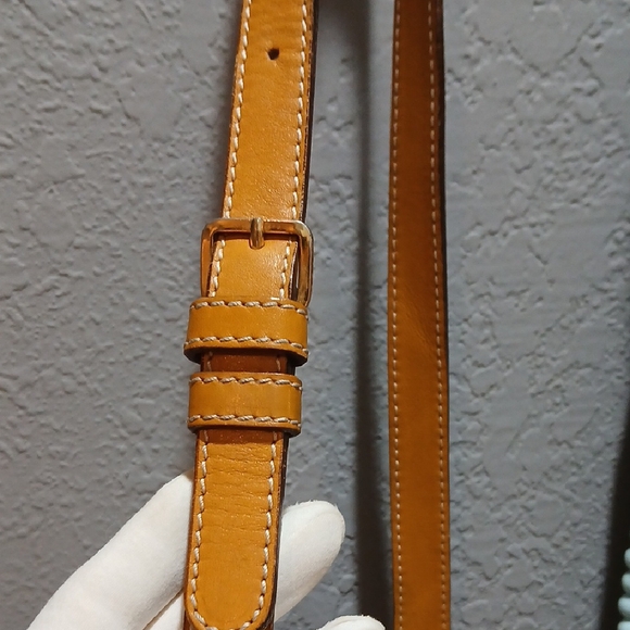 Lancel Paris~ Tan Crossbody Bag with Structured Design, Goldtone Accents - Picture 4 of 11